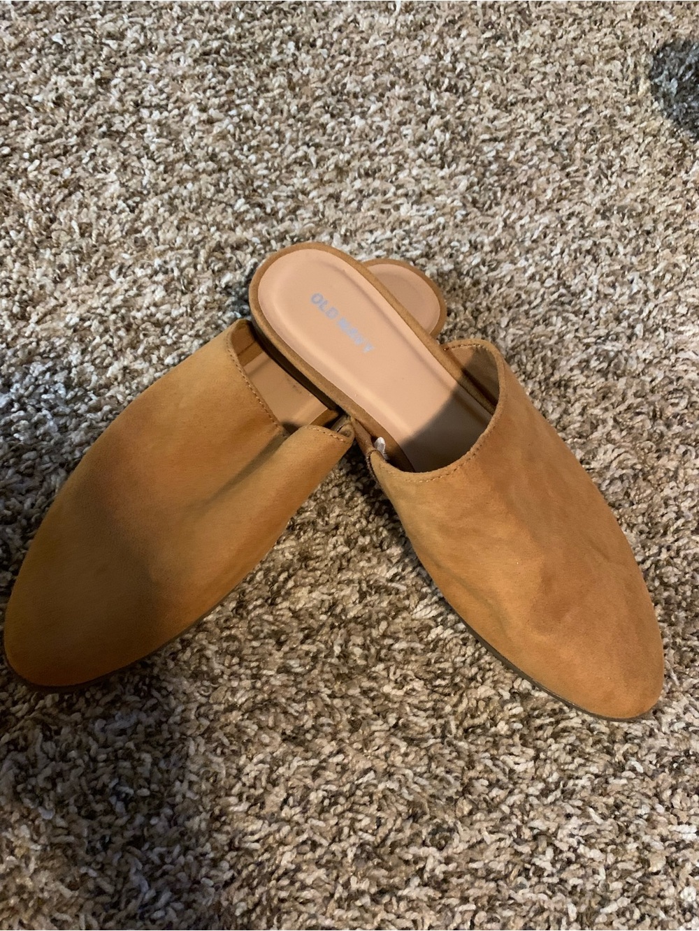 Old Navy Tan Suede Slip-On Mules